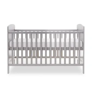 OBABY Grace Cot Bed & Fibre Mattress - Warm Grey