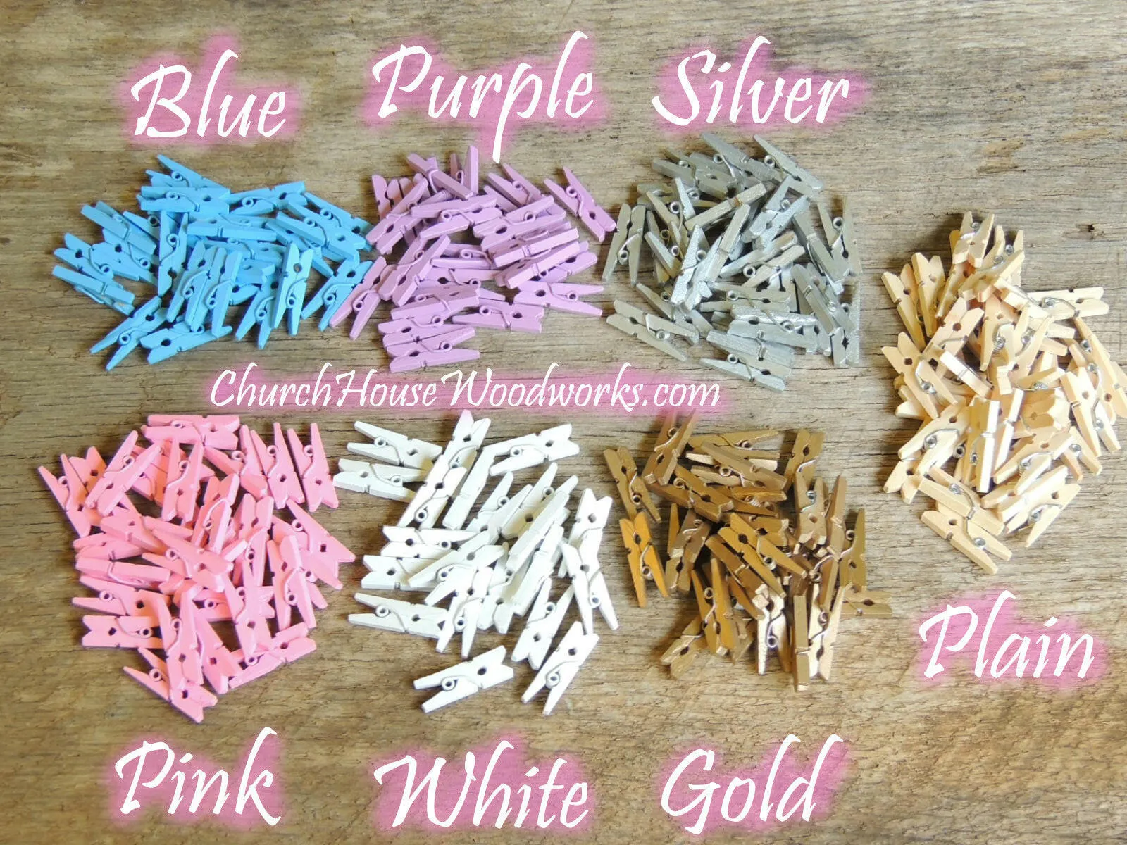 Pack of 100 Mini Light Blue Clothespins
