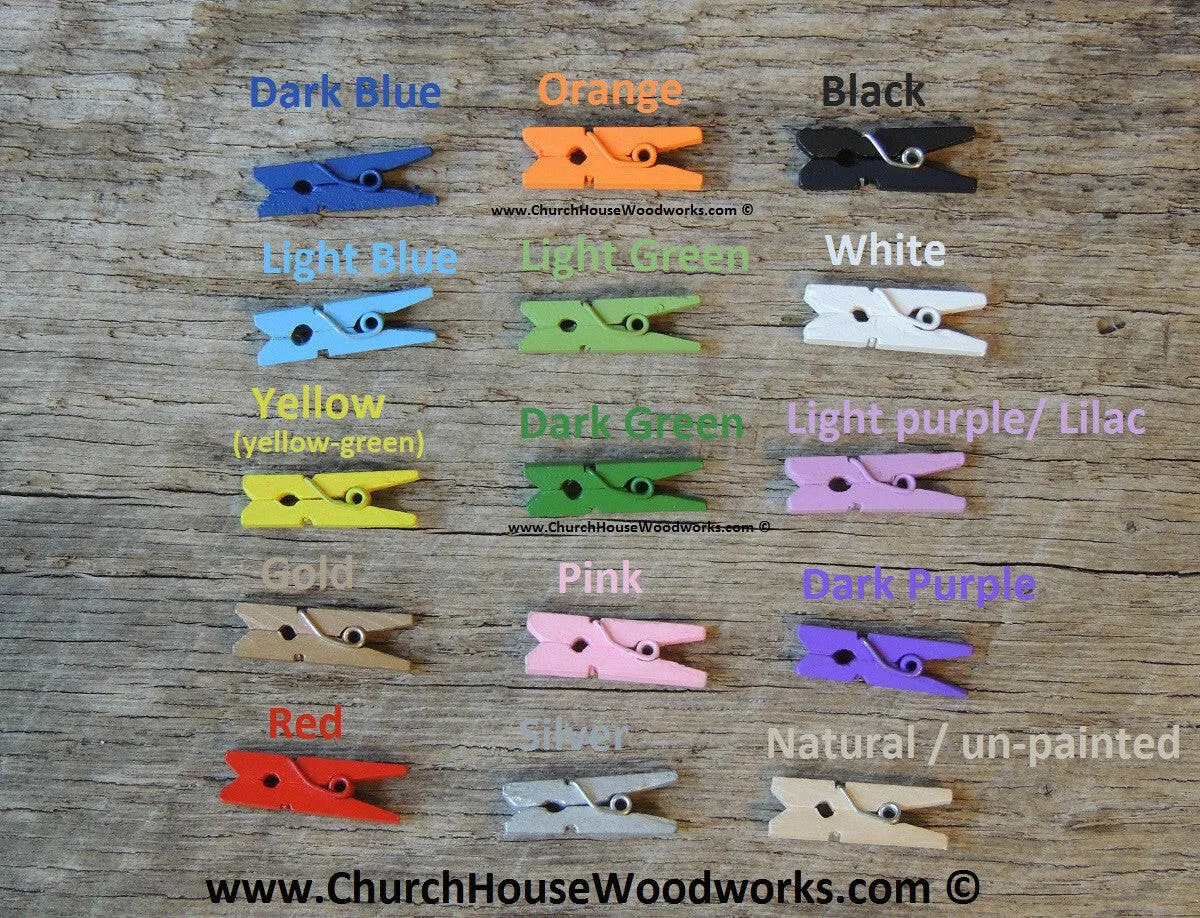 Pack of 100 Mini Light Blue Clothespins