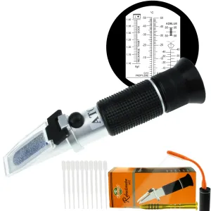 PD_22 Kibeland Refractometer for Car Operating Fluid with ATC, 5 Scales, AdBlue, Engine Coolants, Antifreeze, Cleaning Fluid, Battery Fluid, with EXTRA Mini USB Light