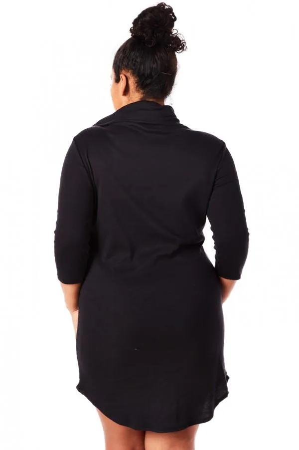 Plus Size Cozy Zip Turtleneck Dress