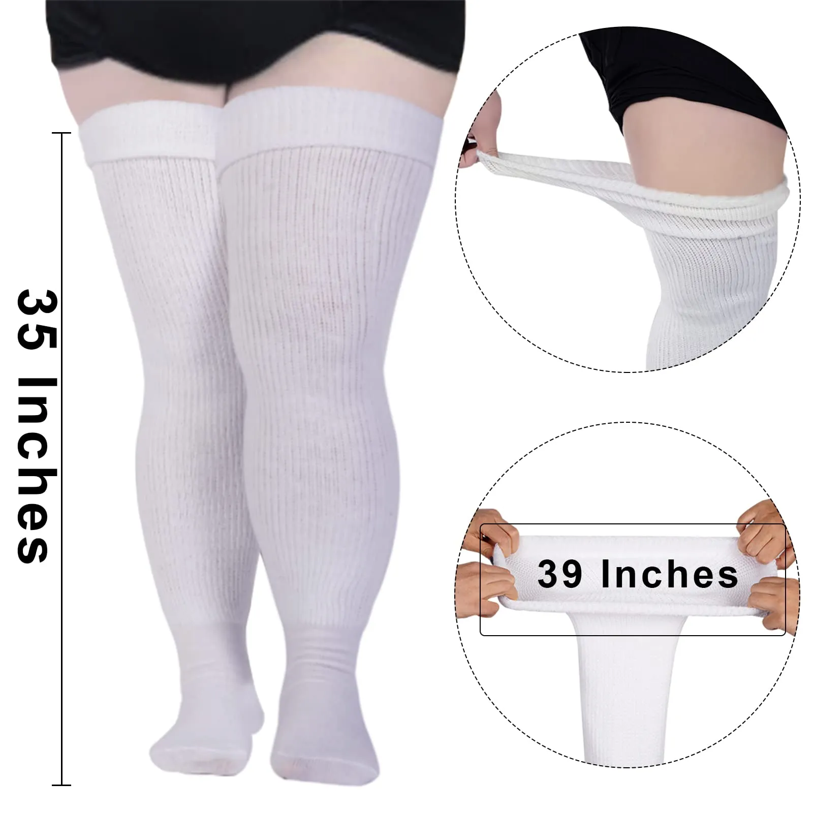 Plus Size Womens Thigh High Socks for Thick Thighs- Extra Long & Thick Over the Knee Stockings- Leg Warmer Boot Socks