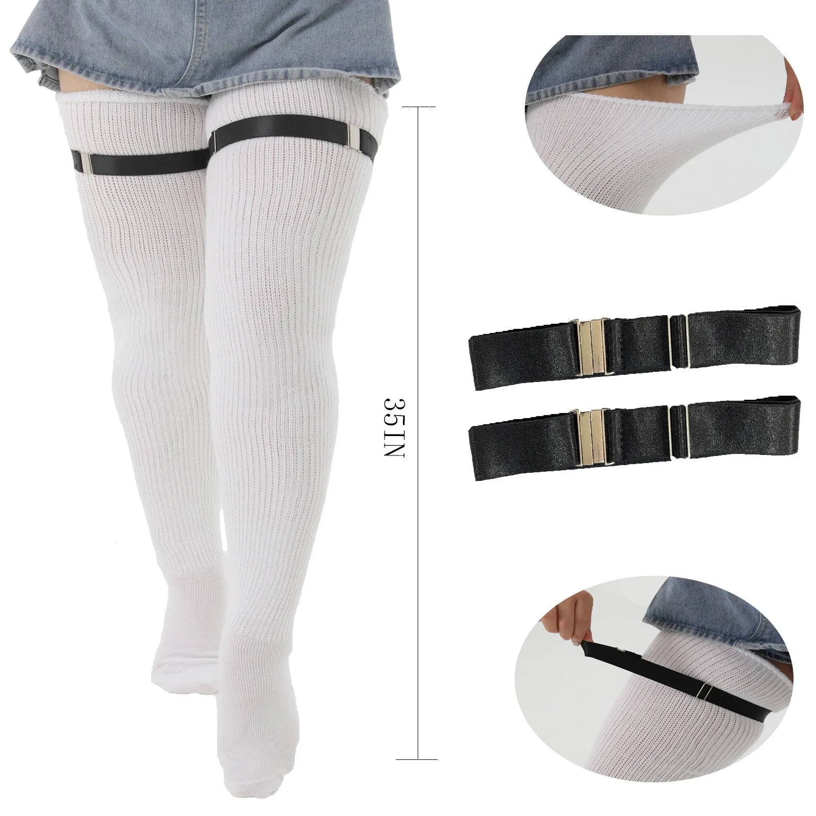 Plus Size Womens Thigh High Socks for Thick Thighs- Extra Long & Thick Over the Knee Stockings- Leg Warmer Boot Socks