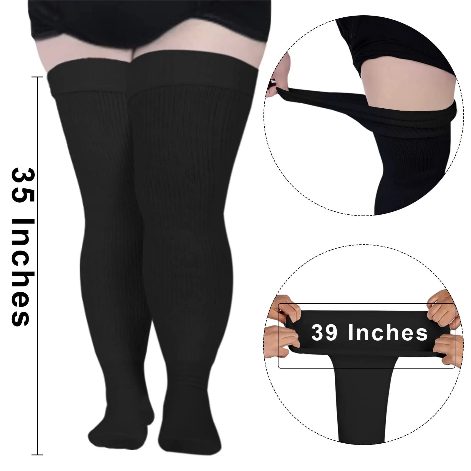 Plus Size Womens Thigh High Socks for Thick Thighs- Extra Long & Thick Over the Knee Stockings- Leg Warmer Boot Socks