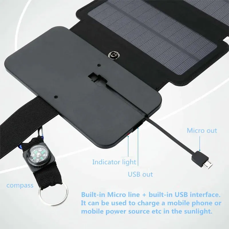 Portable Solar USB Charging Panel Outdoor Multifunctional Foldable 5V 1A USB Output Device Camping Charger w/ High Power Output