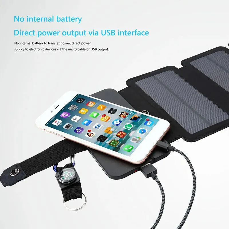 Portable Solar USB Charging Panel Outdoor Multifunctional Foldable 5V 1A USB Output Device Camping Charger w/ High Power Output