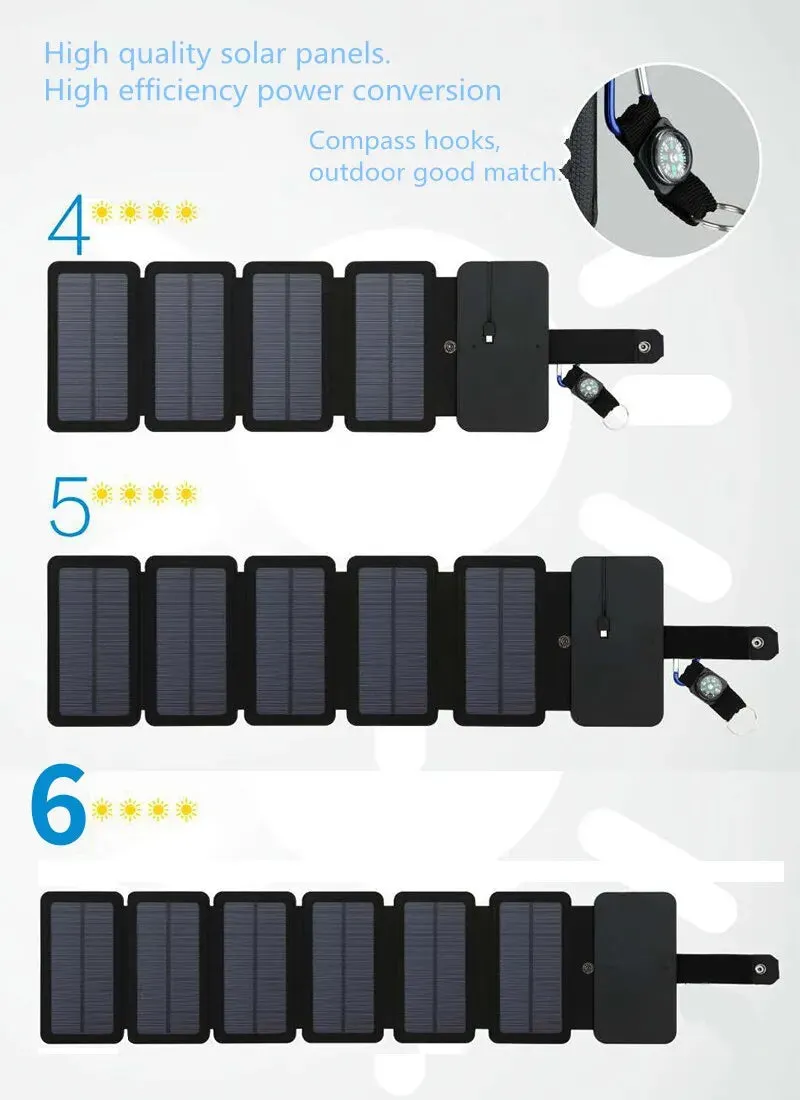 Portable Solar USB Charging Panel Outdoor Multifunctional Foldable 5V 1A USB Output Device Camping Charger w/ High Power Output