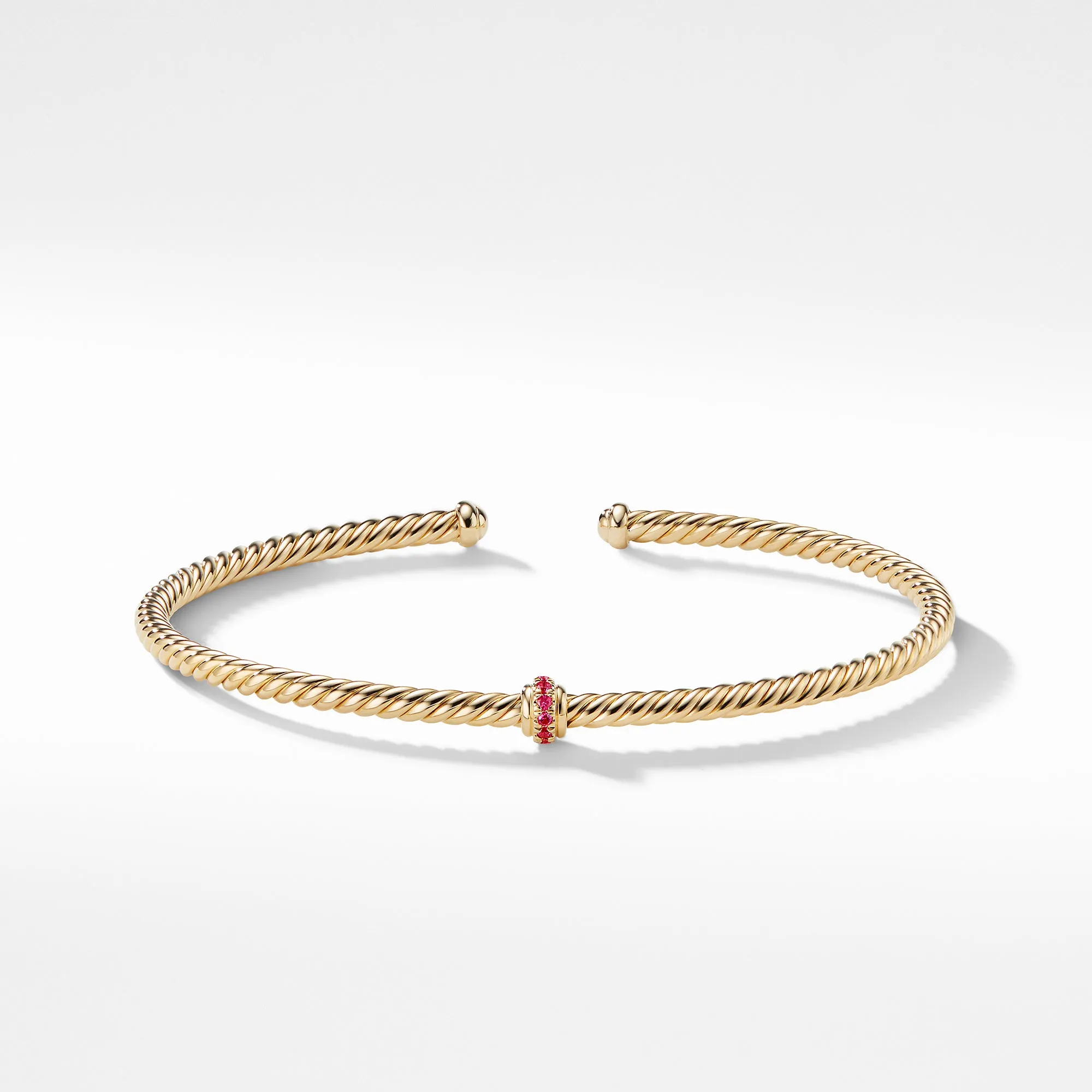 Renaissance Center Station Bracelet with Ruby in 18K Gold, 3mm, Size Medium
