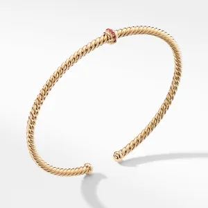 Renaissance Center Station Bracelet with Ruby in 18K Gold, 3mm, Size Medium