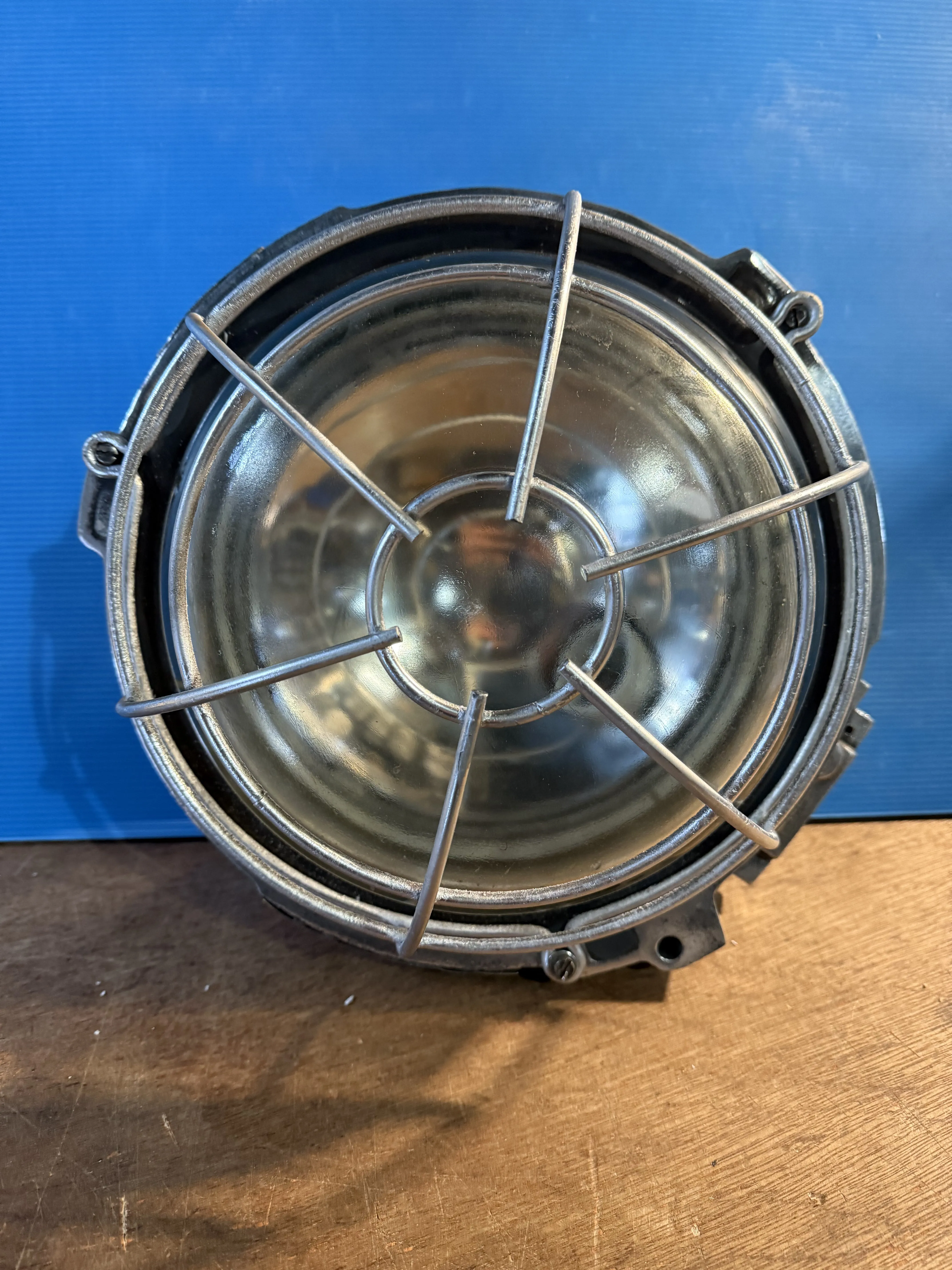 Salvaged Legrand Aluminium Large Round Bulkhead Polished or Original Paint