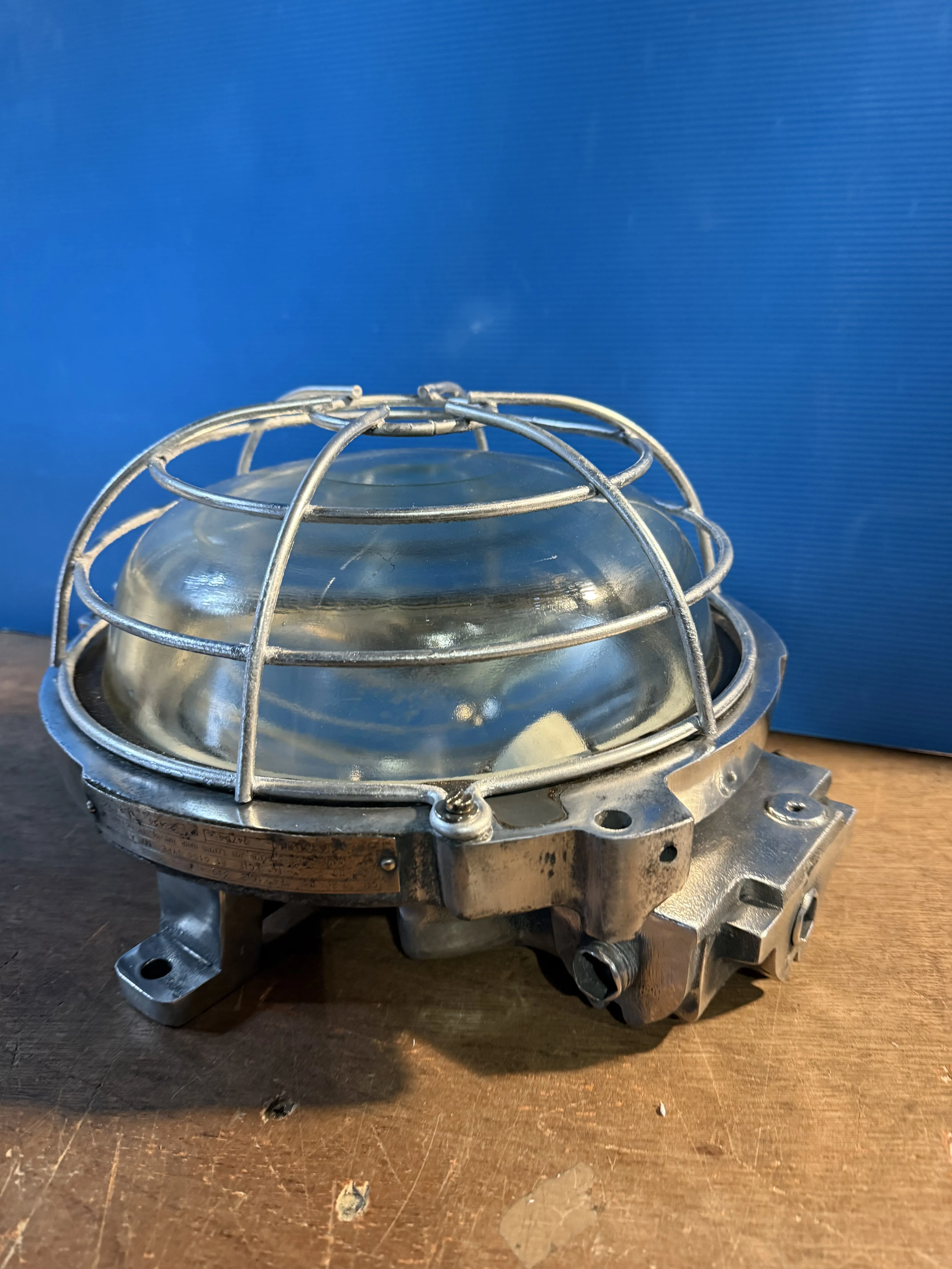 Salvaged Legrand Aluminium Large Round Bulkhead Polished or Original Paint