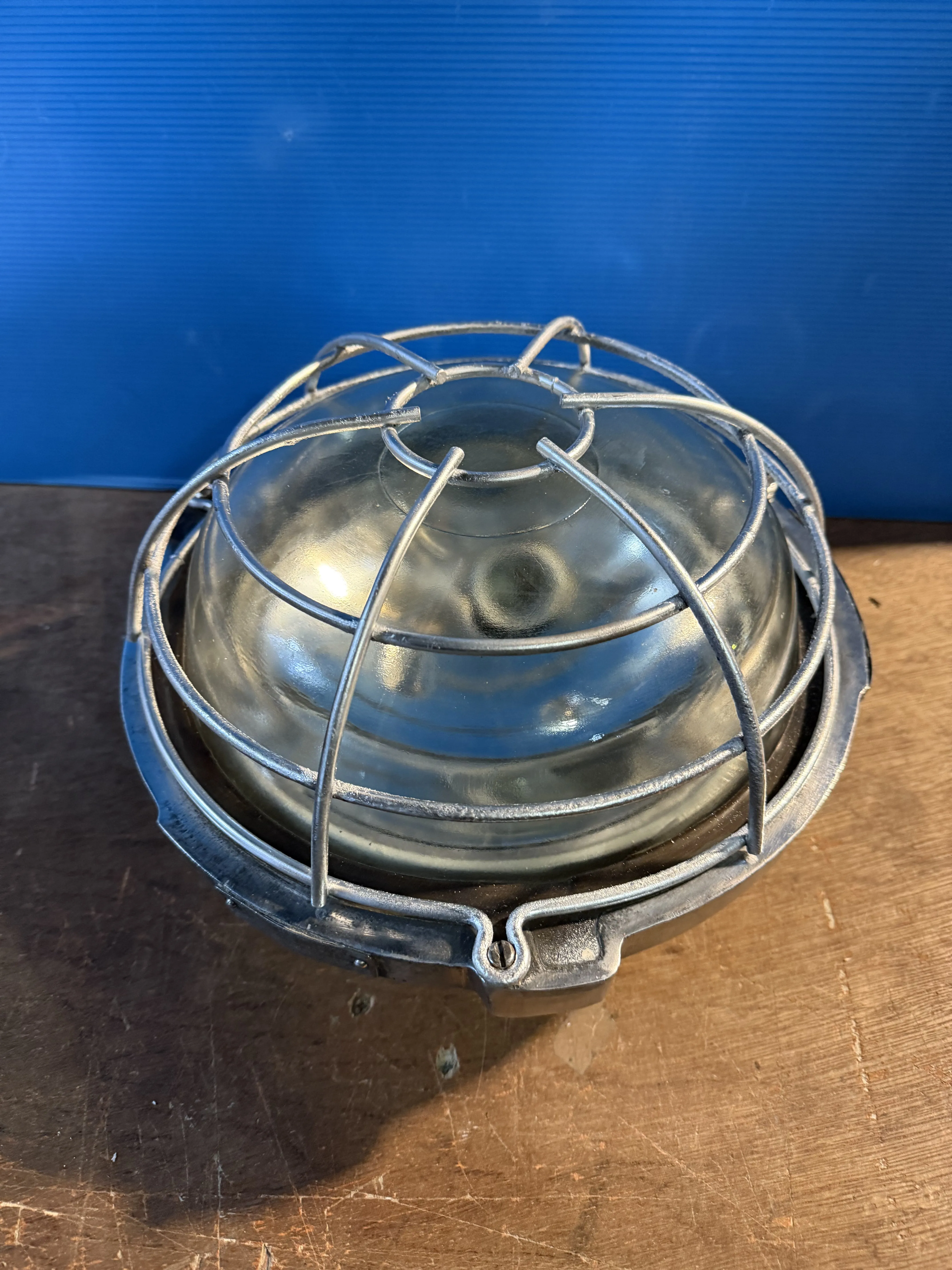 Salvaged Legrand Aluminium Large Round Bulkhead Polished or Original Paint