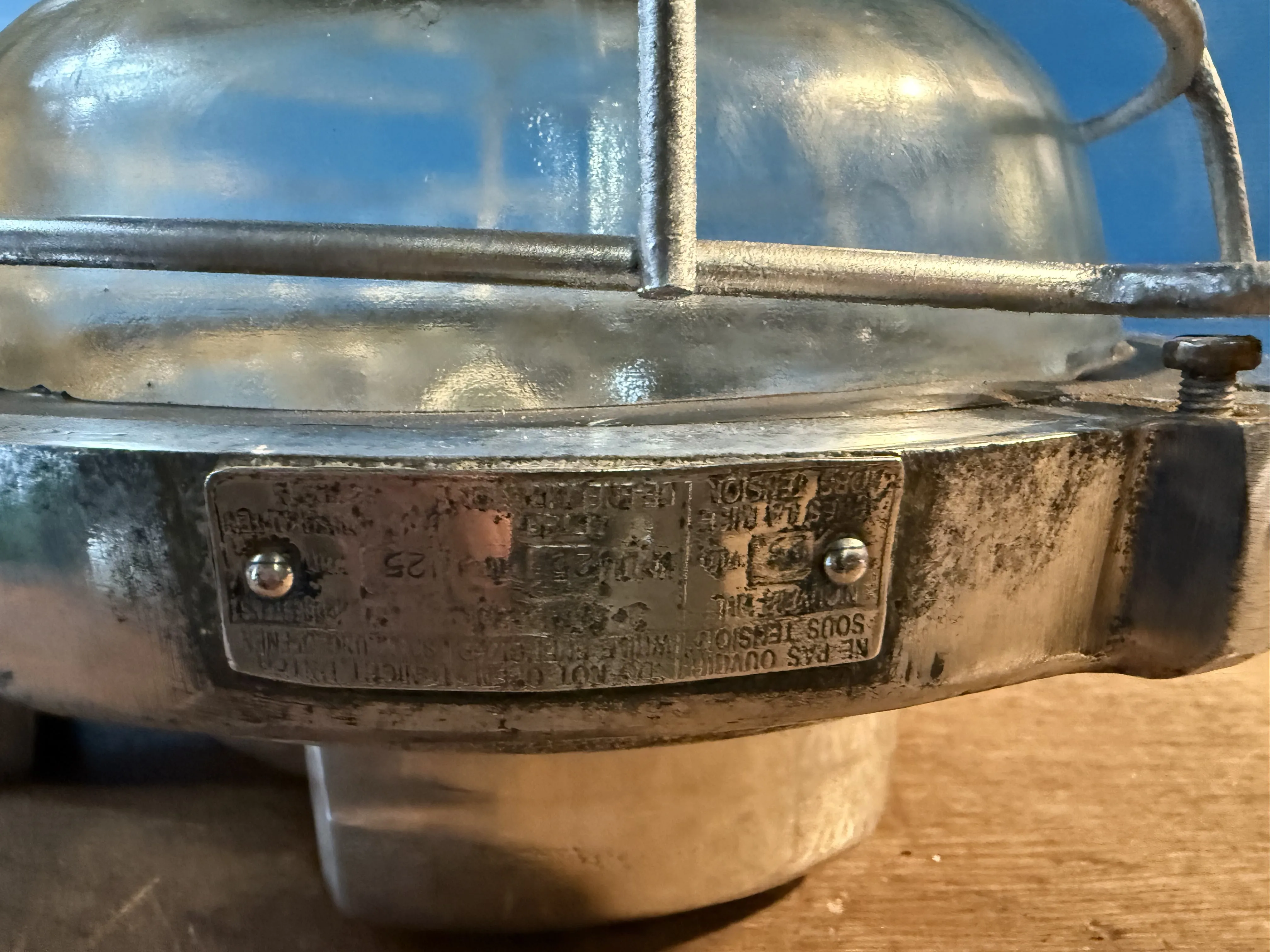 Salvaged Legrand Aluminium Large Round Bulkhead Polished or Original Paint