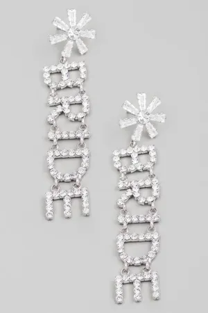 silver floral bride earrings