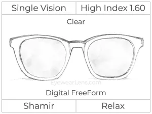 Single Vision - High Index 1.60 - Shamir Relax - Digital - Clear - Aspheric