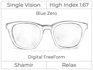 Single Vision - High Index 1.67 - Shamir Relax - Digital - Blue Zero - Aspheric