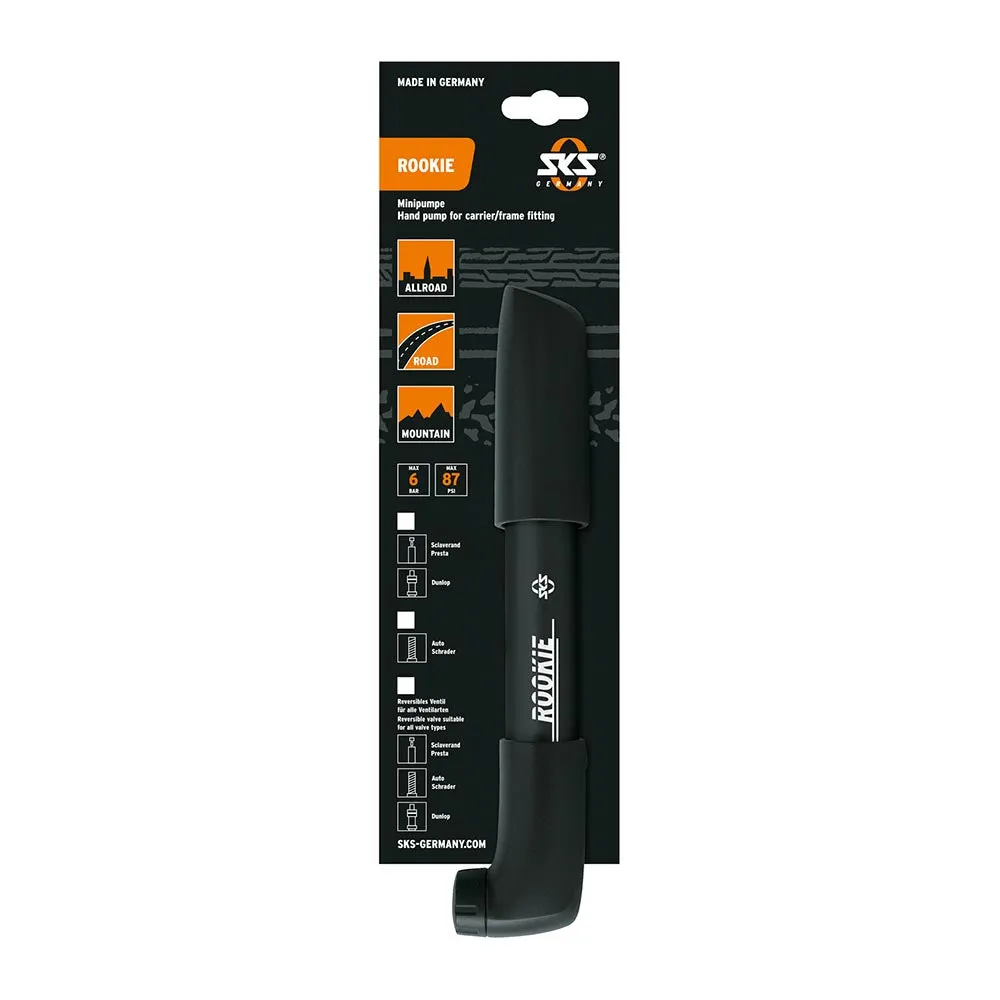 SKS Mini Pump for Bikes Lightweight and for all Valves ROOKIE-1 240mm Black