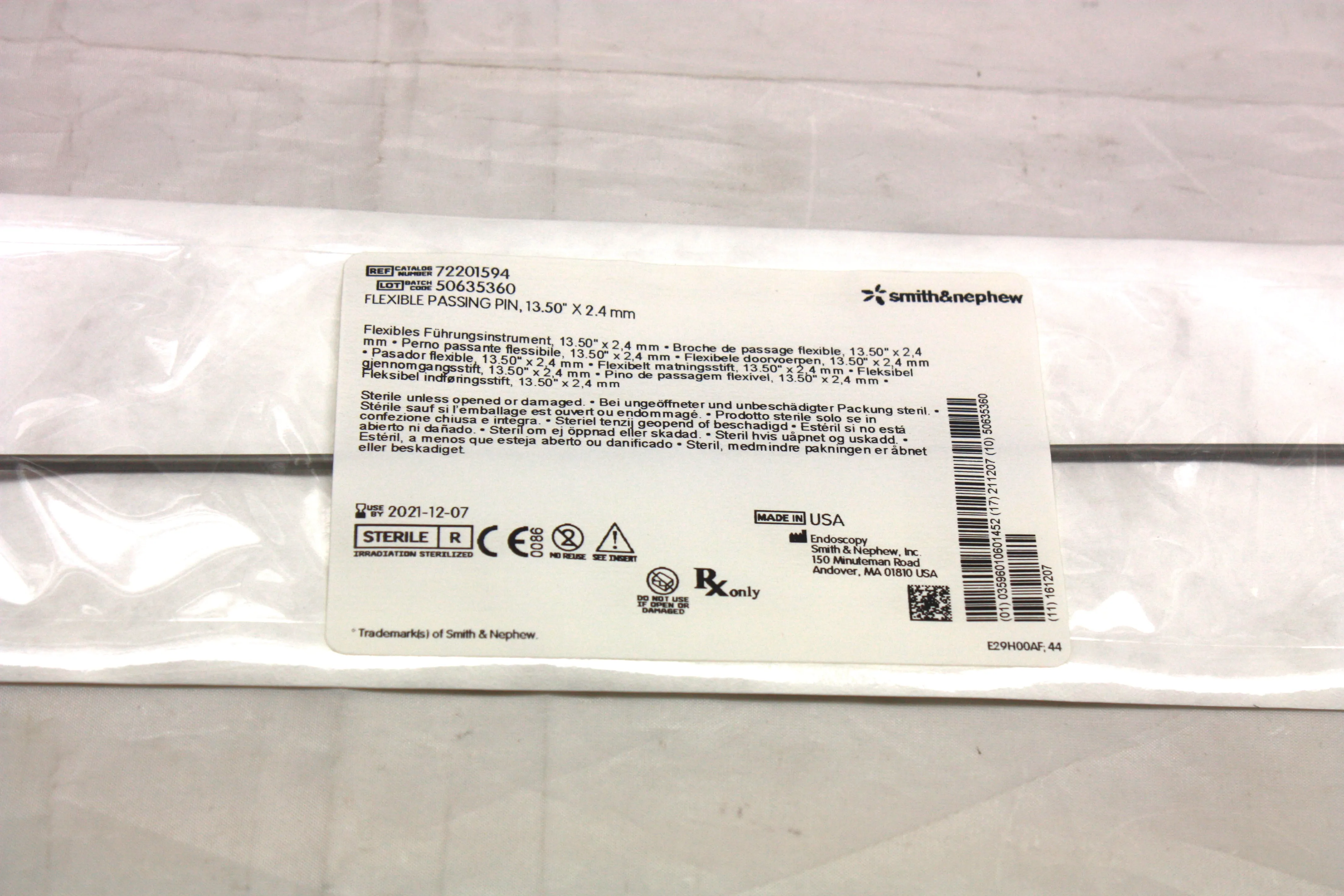 Smith & Nephew Flexible Passing Pin 13.50" X 2.4mm