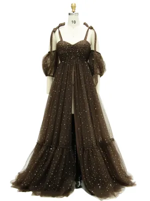 Sparkling Starry Tulle Maternity Photo Shoot Dress Baby Shower Gown YW240051