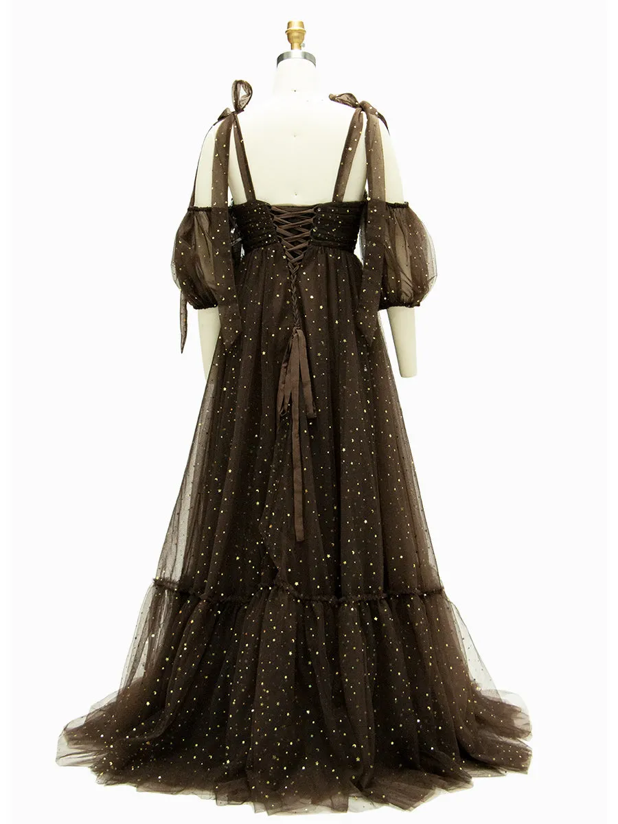 Sparkling Starry Tulle Maternity Photo Shoot Dress Baby Shower Gown YW240051