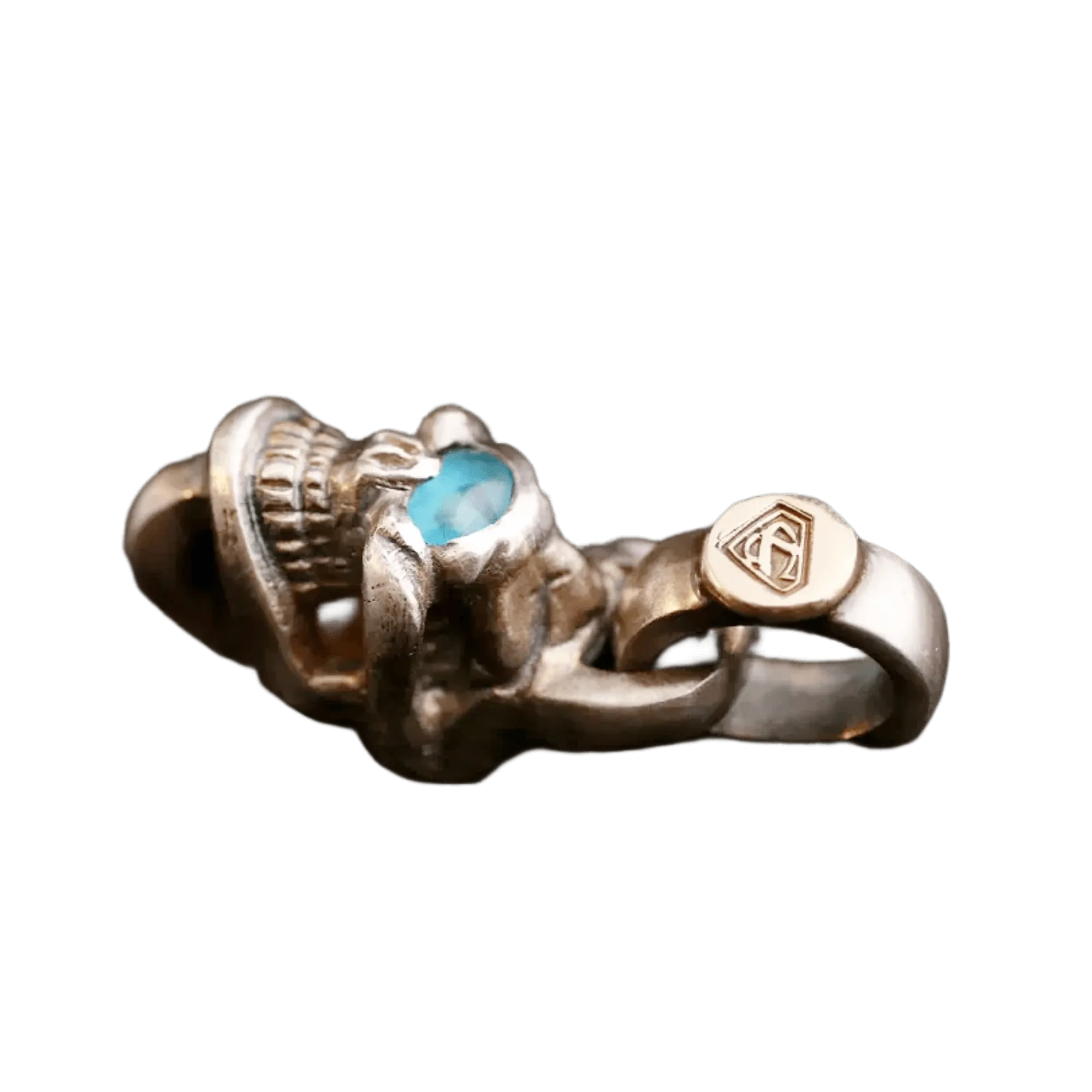Stop Light Co Single Skull Top and Blue Topaz Eye with K18 Stamp