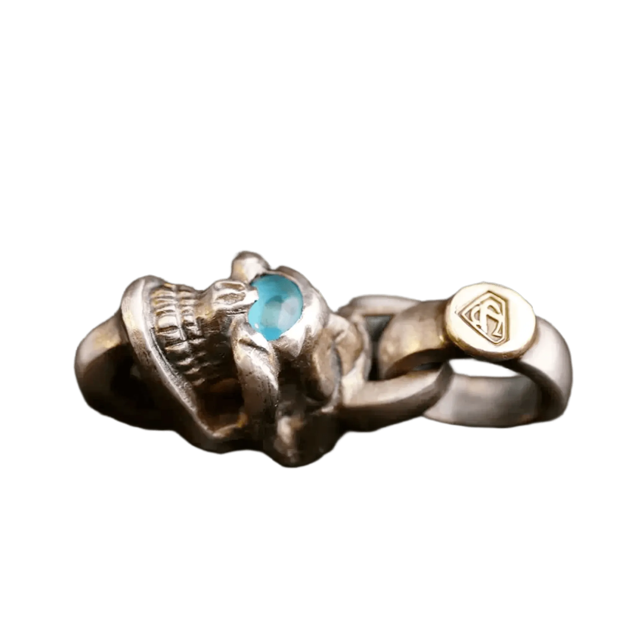 Stop Light Co Single Skull Top and Blue Topaz Eye with K18 Stamp