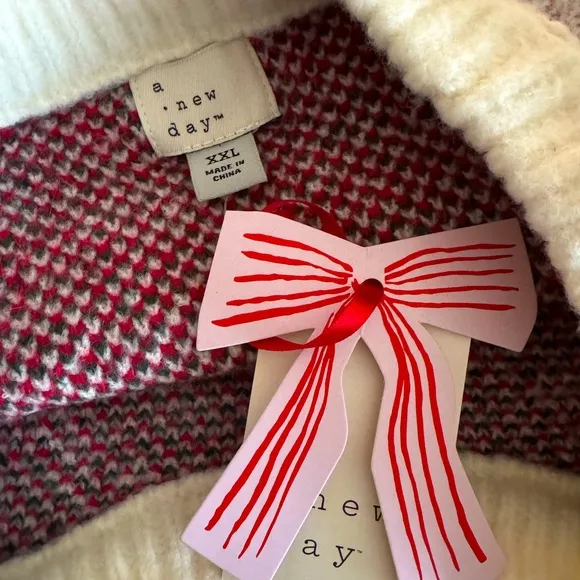 Target Holiday Crewneck Sweater A New Day Cream Blue Red Apres Ski Size XXL NWT