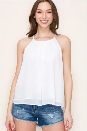 The Clara Pintucked Neck Sleeveless Blouse