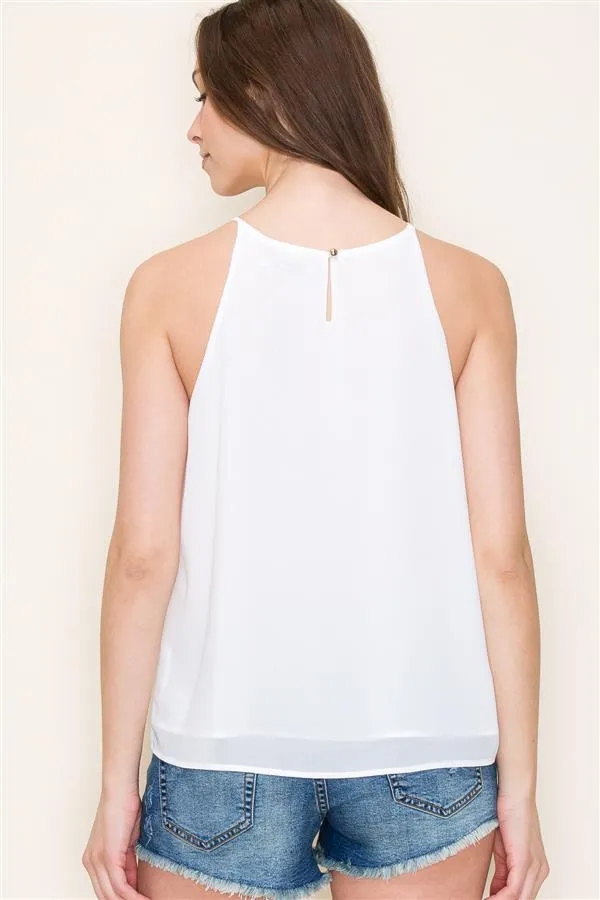 The Clara Pintucked Neck Sleeveless Blouse