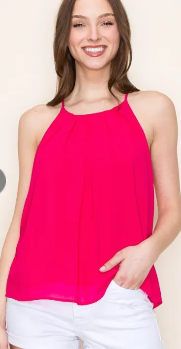 The Clara Pintucked Neck Sleeveless Blouse