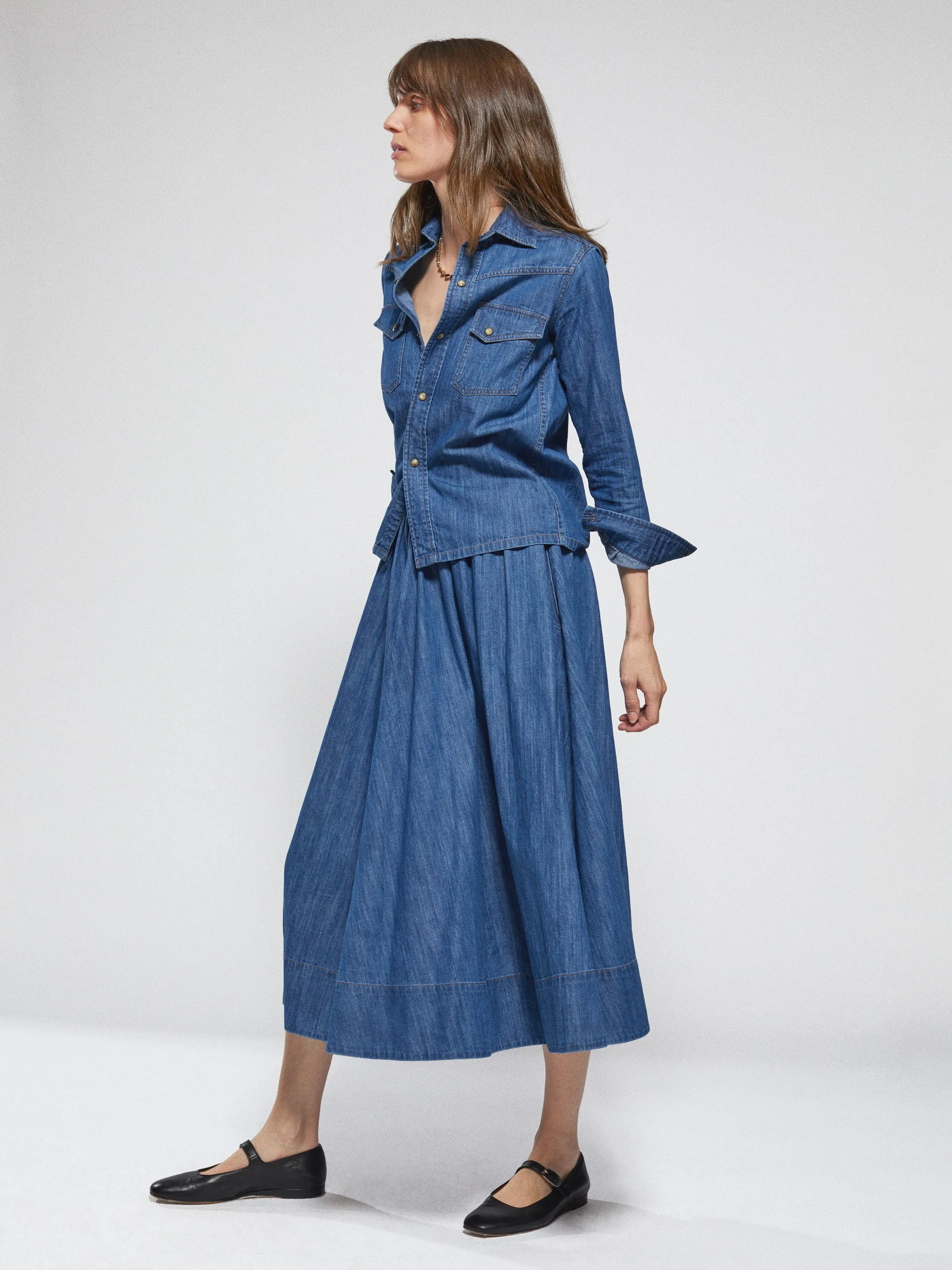 The Kyria Circle Skirt in Denim