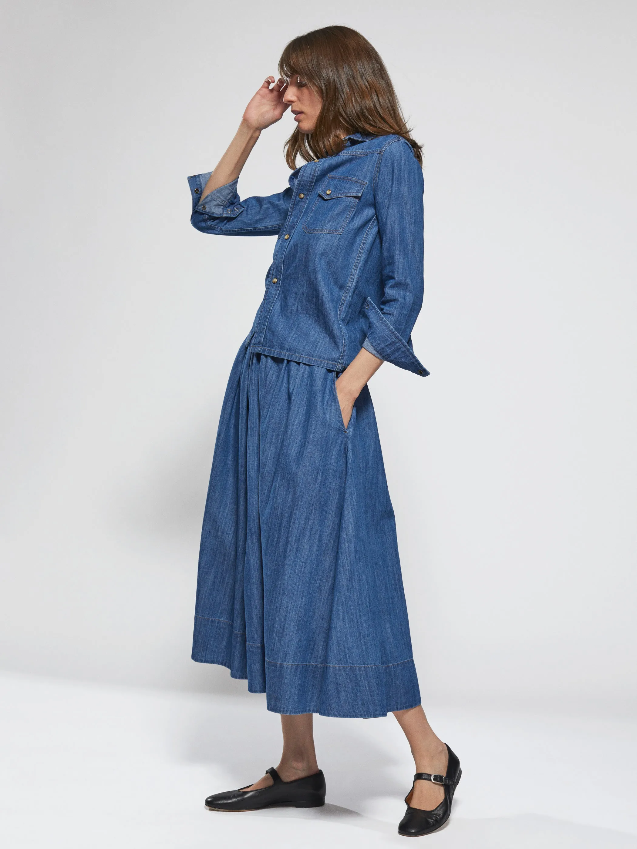 The Kyria Circle Skirt in Denim