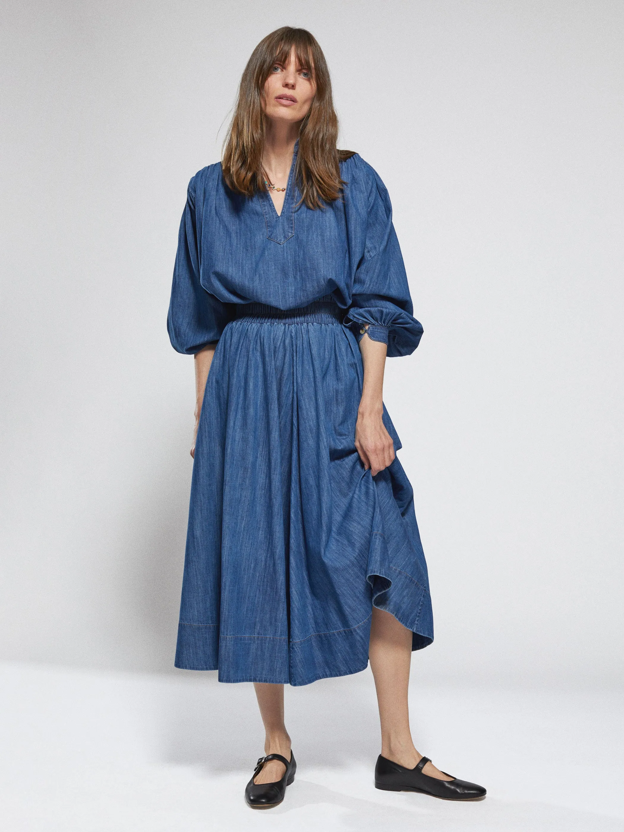 The Kyria Circle Skirt in Denim