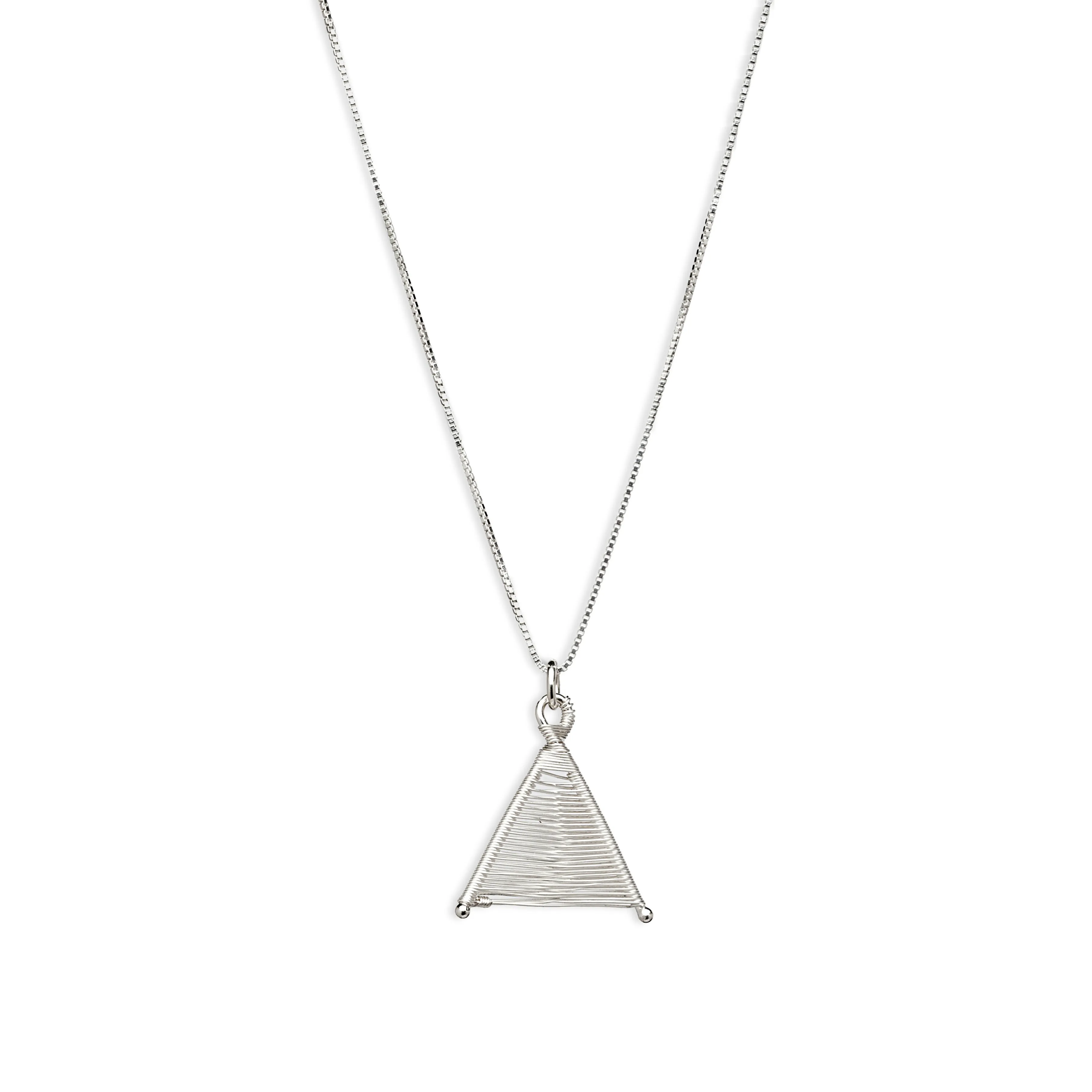 Tiny Woven Wishbone Silver Necklace