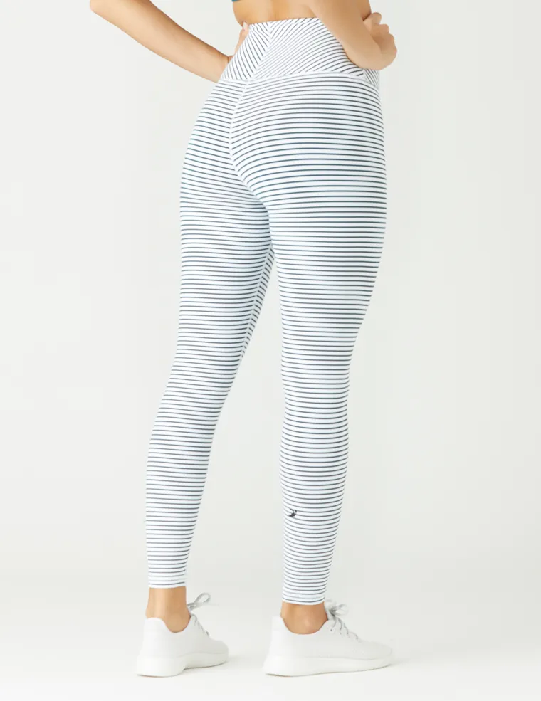 True Legging: White / Dark Teal Stripe
