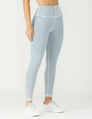 True Legging: White / Dark Teal Stripe