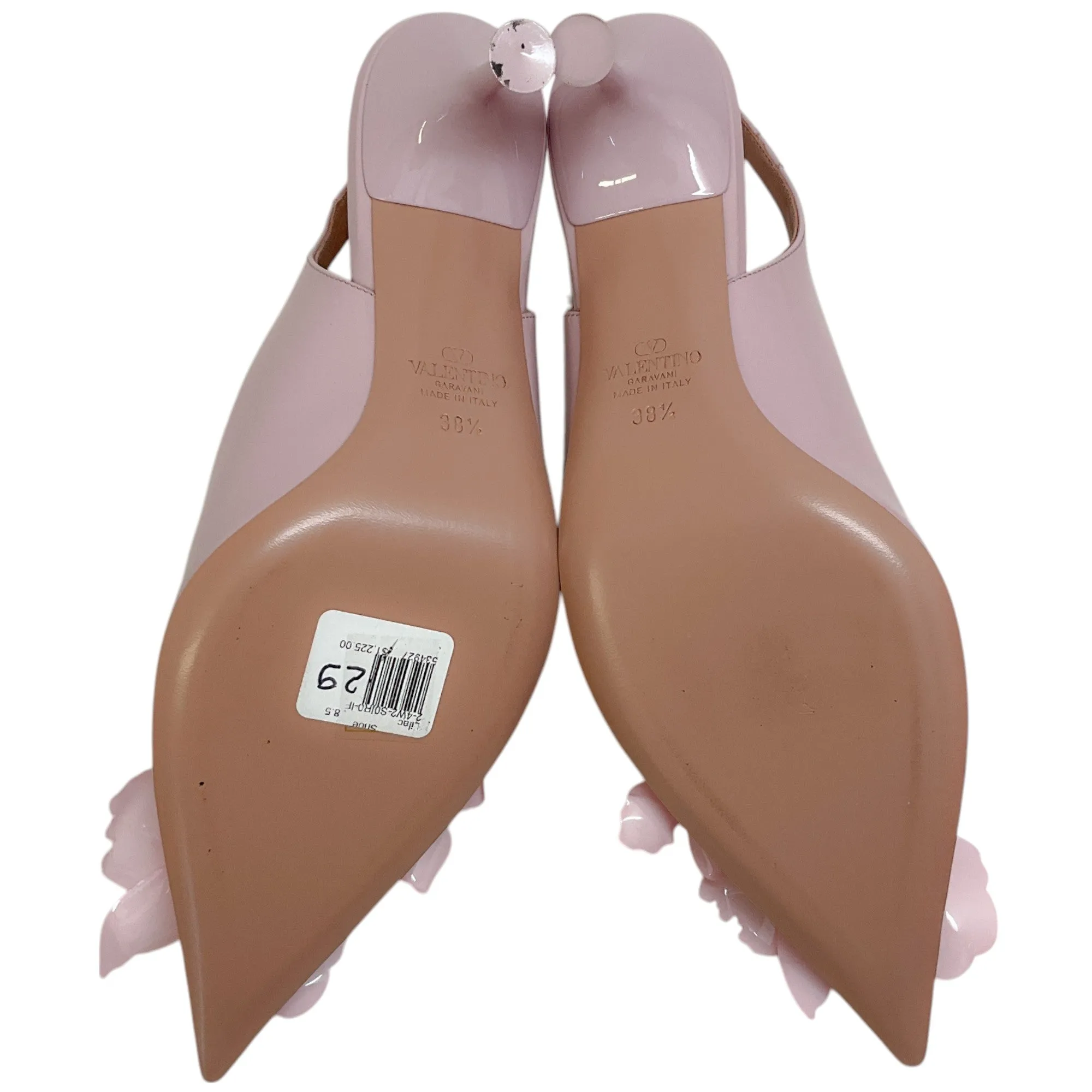 Valentino Light Pink Patent Slingback Pumps with Flower Details
