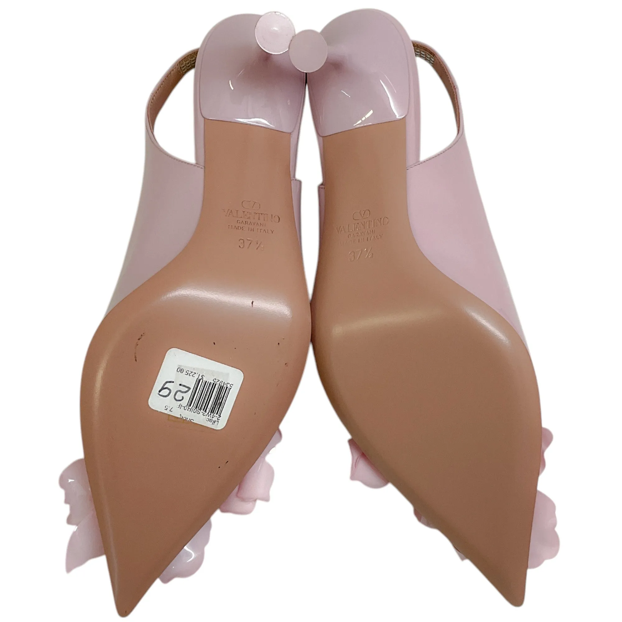 Valentino Light Pink Patent Slingback Pumps with Flower Details