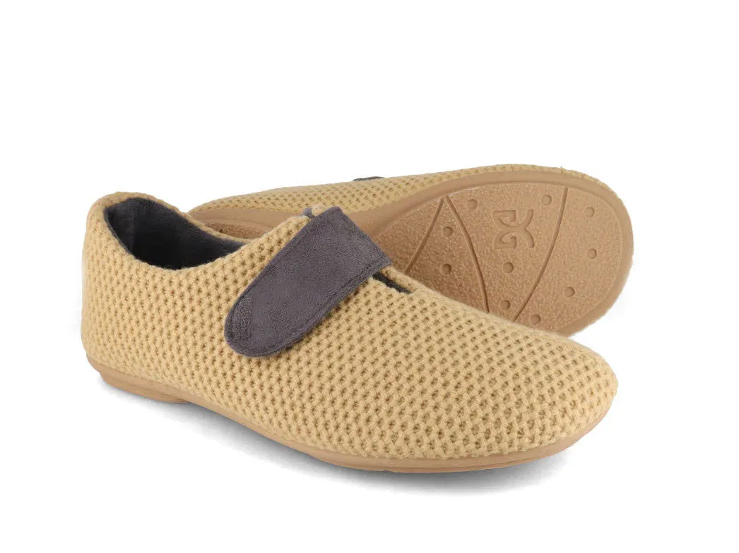 Varomed vital Women Velcro Knit Slippers 'Binti, camel