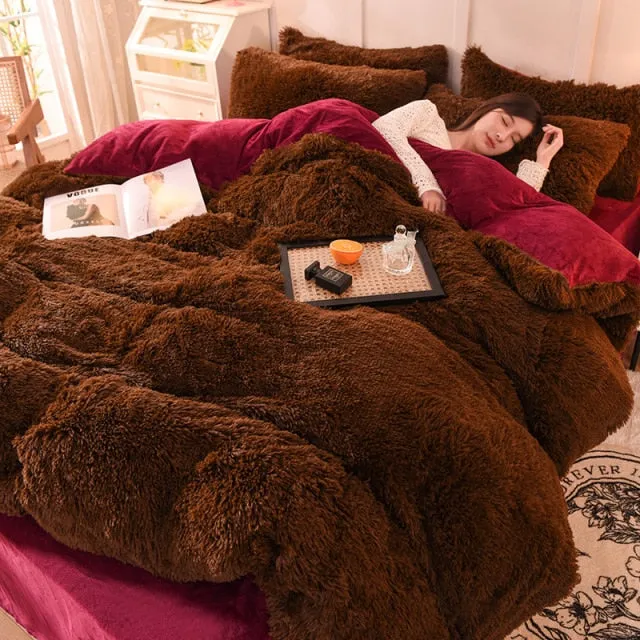 Warm Plush Long Hair Fuzzy Duvet Cover Set