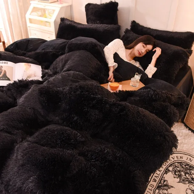 Warm Plush Long Hair Fuzzy Duvet Cover Set