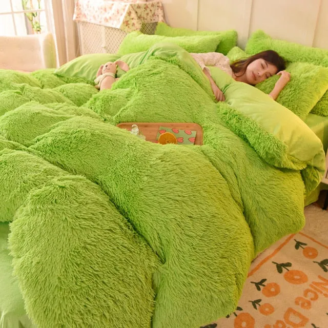 Warm Plush Long Hair Fuzzy Duvet Cover Set