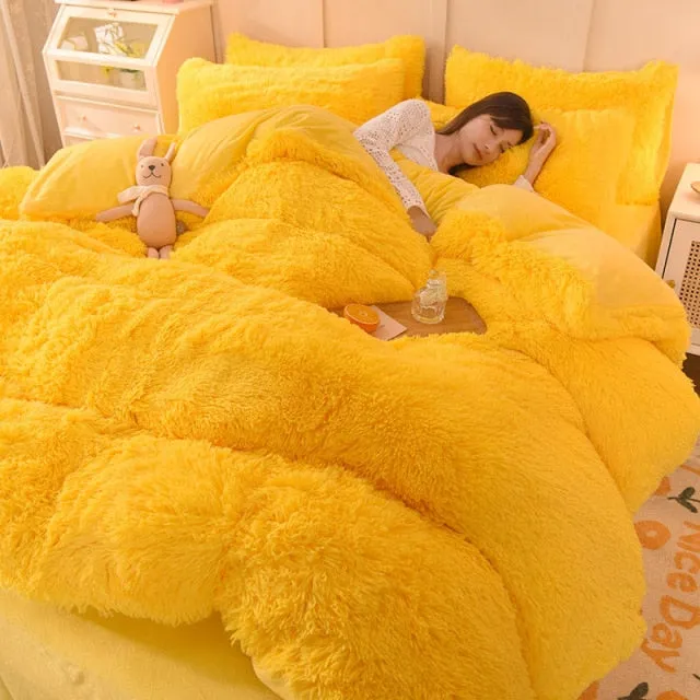 Warm Plush Long Hair Fuzzy Duvet Cover Set