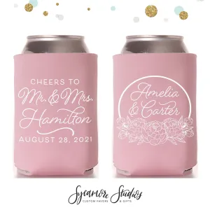 Wedding Can Cooler #155R - Cheers to The Mr and Mrs