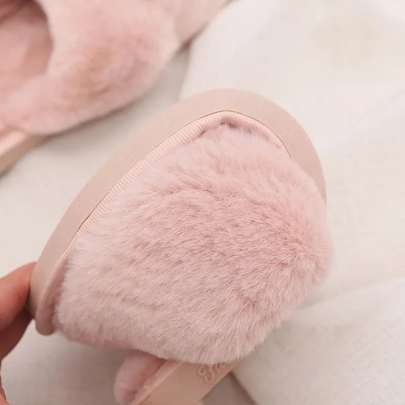 Winter Women House Slippers Faux Fur Home Furry Slippers