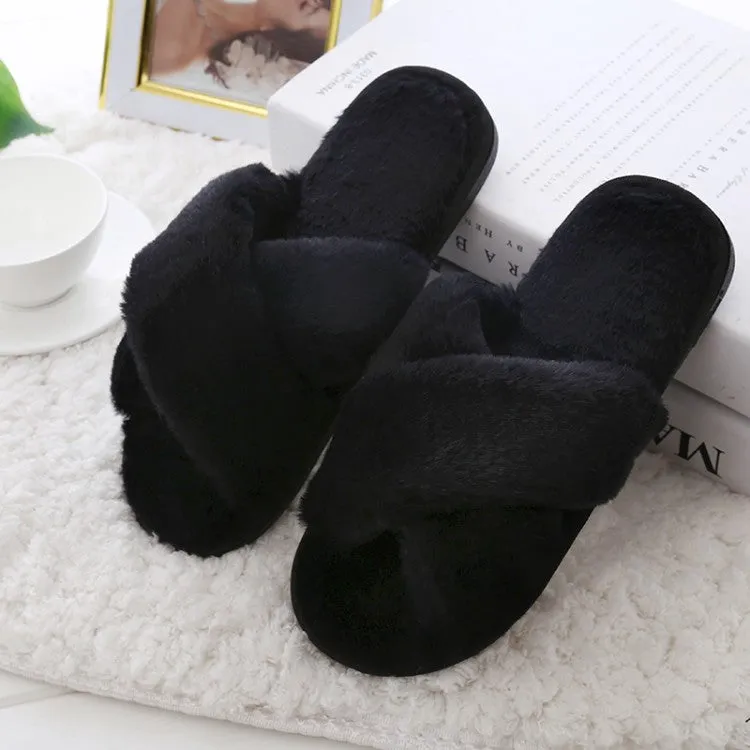 Winter Women House Slippers Faux Fur Home Furry Slippers