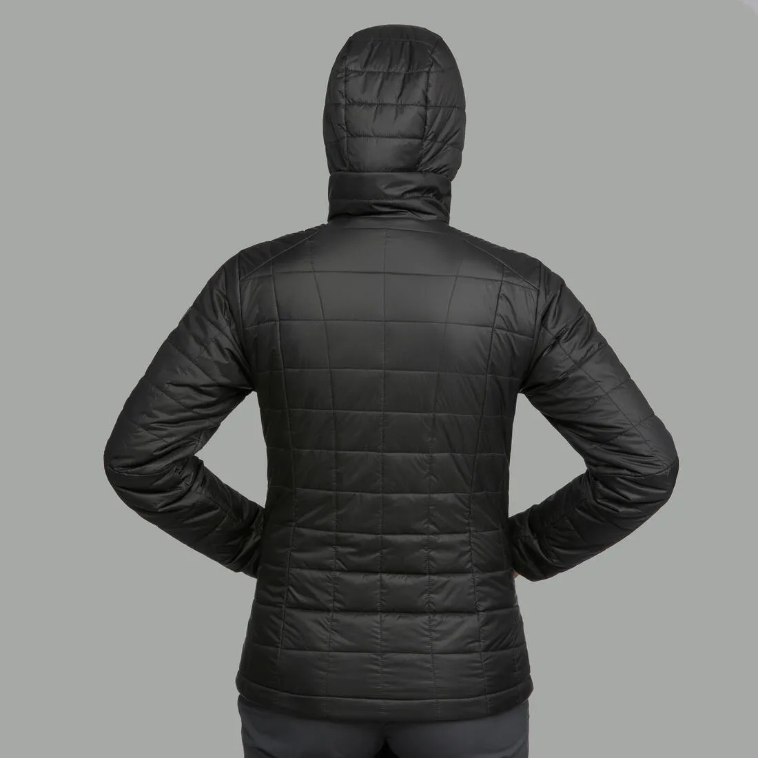 Women's Mountain Trekking Hooded Padded Jacket TREK 100 - Black