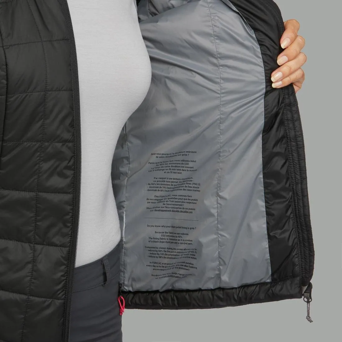 Women's Mountain Trekking Hooded Padded Jacket TREK 100 - Black