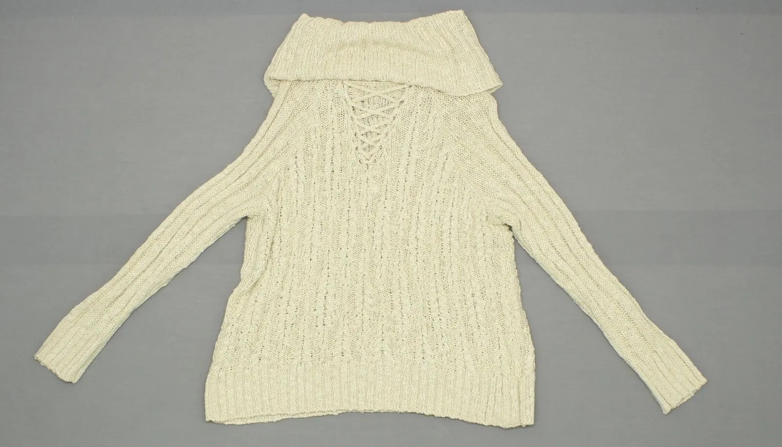 Xhilaration Women's Cowlneck Long Sleeve Lace Up Back Pullover Sweater