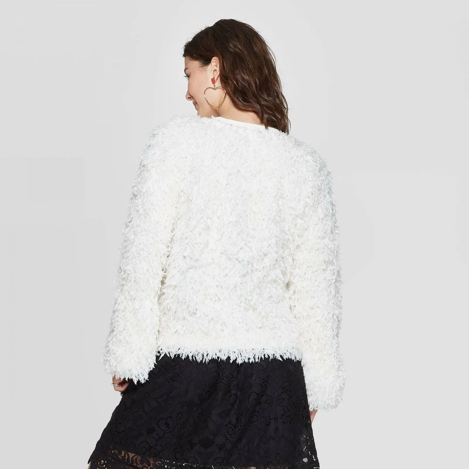 Xhilaration Women's Crewneck Feather Yarn Pullover Sweater